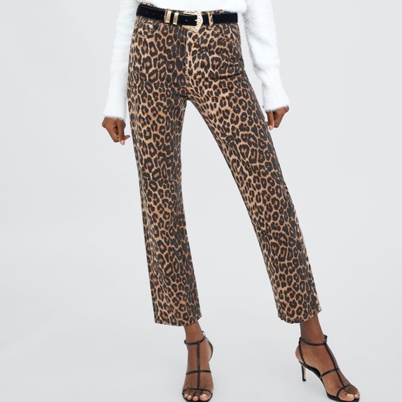 Zara Denim - NWT Zara Straight-leg Leopard Print Jeans